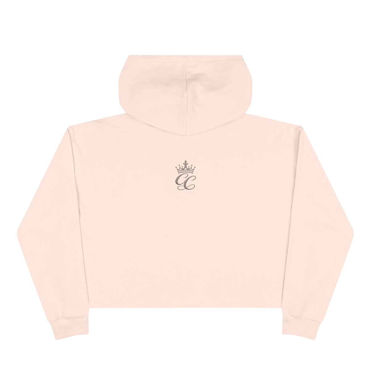 Cuties Only Crop Hoodie — Pink Glitter Script Crown Graphic