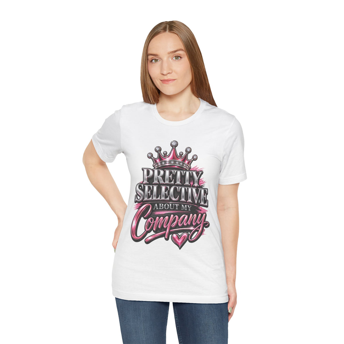 Pretty Selective About My Company T-Shirt — Crown Graphic Tee for Confident Women by Cōpajn House — product photo 7