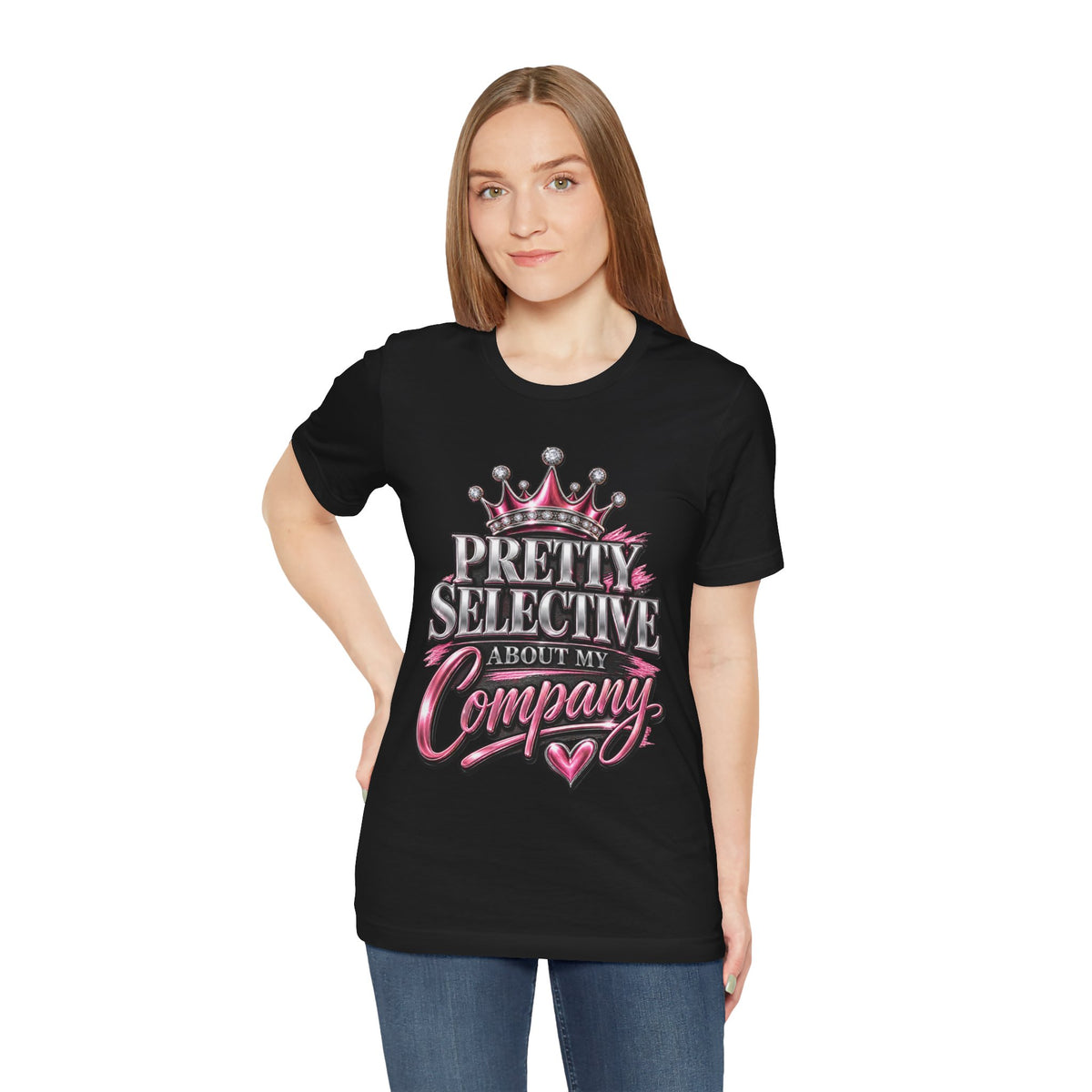 Pretty Selective About My Company T-Shirt — Crown Graphic Tee for Confident Women by Cōpajn House — product photo 11